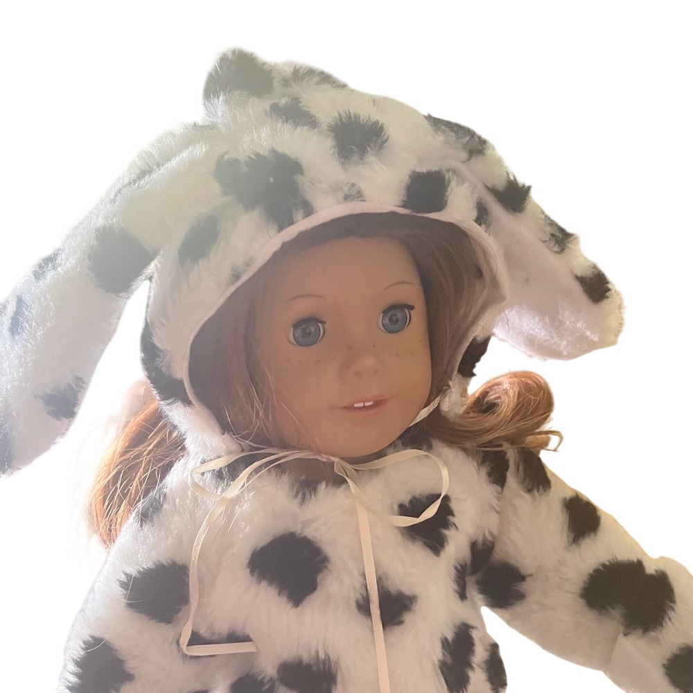 Dalmatian Puppy Faux Fur Costume Set for 18 Inch Dolls White Black Spotted 3pc - Picture 2 of 6